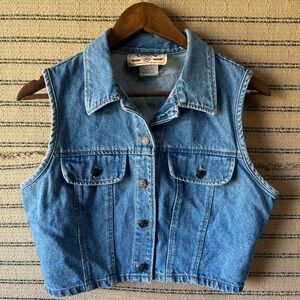 90s Style Tickets Denim Sleeveless Crop Vest